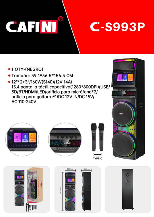 Foto original enviada: parlante Cafini C-S993P